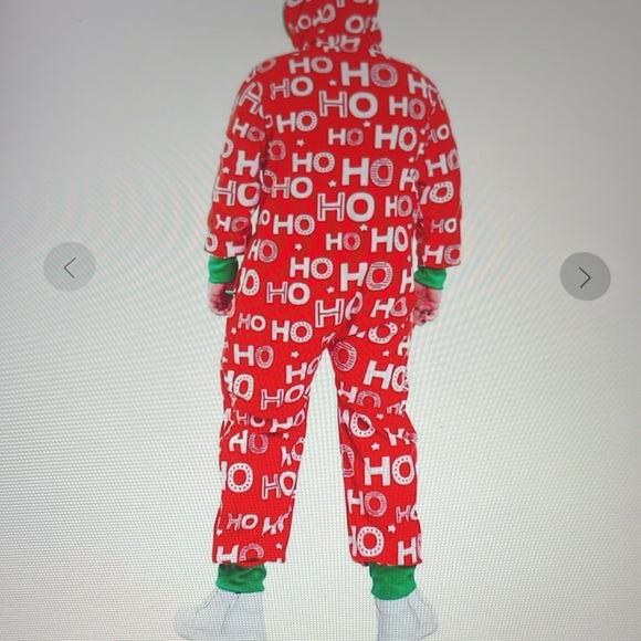 Tipsyelves  men’s HO HO HO jumpsuit pajama with hood size Large - Picture 3 of 8